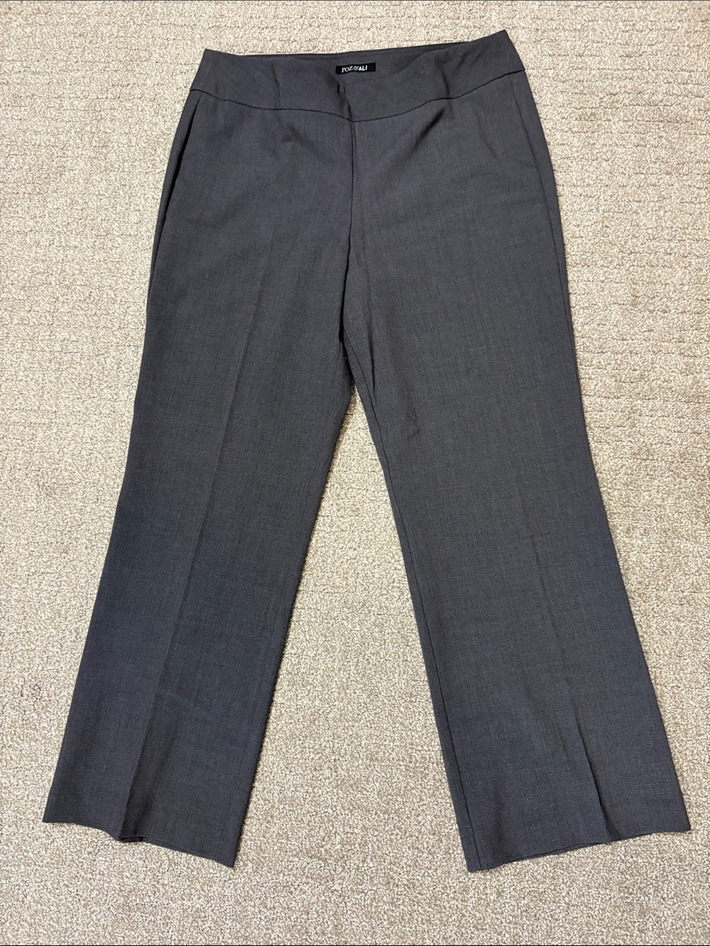 Roz & Ali Charcoal Straight-Leg Dress Pants